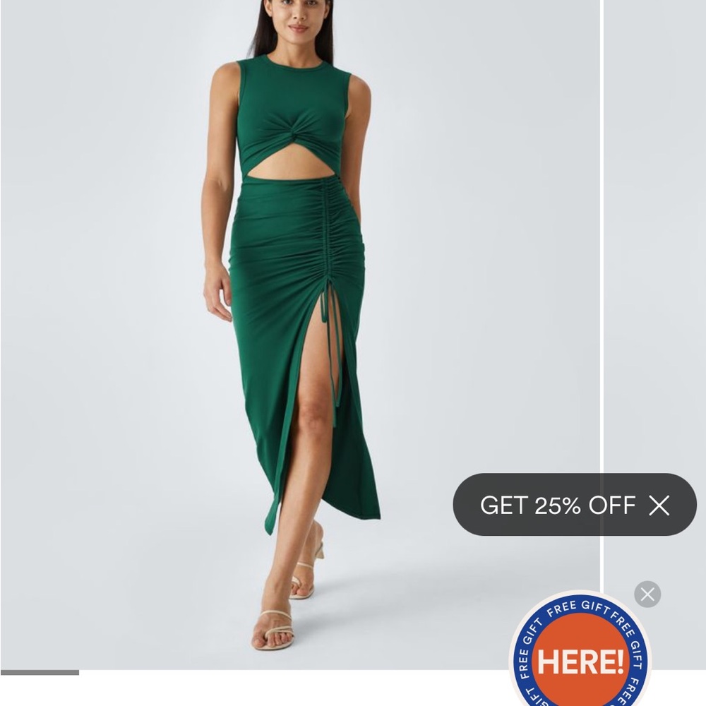 Elegant Green Sleeveless Dress